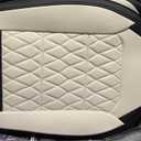 Aierxuan Front Pair Car Seat Covers, Anti-Slip Faux Leather Universal Fit Honda Acura Nissan Altima Rogue Honda Accord Hybrid CRV Civic Lexus BMW Audi, Black-Beige