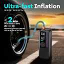 Tire Inflator Portable Air Compressor, 150 PSI Cordless Air Pump, Dual Power 6000mAh, 12V DC Car Plug, Fast Inflation 24L/Min, Auto Shut-Off, LED Light, 4 Preset Modes for Car, Bike, Motorcycle, Balls