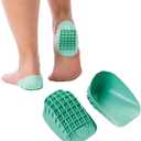Tuli's Heavy Duty Heel Cups, Shock-Absorbing Cushion Insert for Plantar Fasciitis, Severs Disease, and Heel Pain, Green, 2 Pairs, Regular
