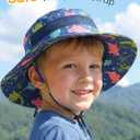 Kids Toddler Sun Hat Summer Sun Hat UV Protection Adjustable Kids Beach Hat with Breathable Mesh for Boys Girls (6-24 Months, Grey+dinosaur)