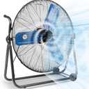24 Inch High Velocity Industrial Fan 8500 CFM Heavy Duty Outdoor Fan 3-Speed 360 Degree Adjustable Tilt, Metal Floor Fans with Aluminum Blades for Workshop Patio Commercial Factory Garage - UL Listed