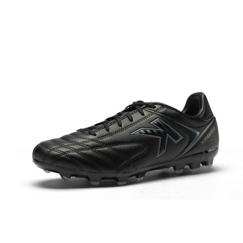 KELME K-Fighting AG Soccer Cleats, Mens Womens Unisex Outdoor Soccer Shoes, Microfiber Leather, Youth, Black, Size 10 USA