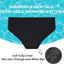 Girls Swim Bikini Bottoms with Fully Lined, UPF 50+ Sun Protection Swimsuit Soft Quick-Dry for Beach Pool (Black), Size 14