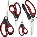 LIVINGO All Purpose Scissors Set - 4 Pack Sharp Multipurpose Heavy Duty Shears for Kitchen Cooking Sewing Fabric Cutting Poultry Food Paper Craft Office Household School Multi Pack Utility Shears