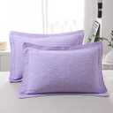 WINLIFE 100% Cotton Quilted Pillow Sham Floral Printed Pillow Cover (Standard, Purple) 26" X 20" (Pack of 2)