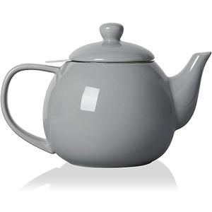 Sweejar Porcelain Teapot with Removable Stainless Steel Infuser,Microwave & Dishwasher Safe Tea Pots for Loose Tea,Tea Infuser Pots for Chrismas Women Gift (30oz Gray)