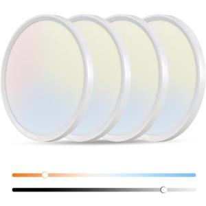 4PK Dimmable 15.8 Inch Led Ceiling Light Flush Mount, 34W, 3060LM, 3000K/3500K/4000K/5000K/6500K CCT, 0.98" Super Slim Close to Ceiling Round Flat Panel Light for Hallway,Kitchen ect, White