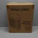 SYNCVIBE Slim Bathroom Trash Can with Lid Stainless Steel Garbage Can Soft Close Step Trash Bin with Removable Inner Bucket for Bedroom, Office, Kitchen (Matt Black, 3.5 Gallons)
