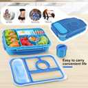 4 x Lunch Box Kids,Bento Box Adult,Lunch Containers for Adults/Kids/Toddler,5 Compartments Bento Lunch Box with Sauce Vontainers,Microwave & Dishwasher & Freezer Safe,BPA Free(Blue)