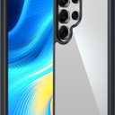 FNTCASE for Samsung Galaxy S25-Ultra Case: Military Grade Drop Protection Anti Yellowing Cell Phone Cover - Rugged Shockproof Protective Bumper Transparent Cases(Clear Black)