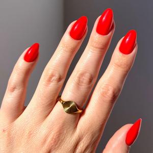 Glamnetic Press On Nails - Fiery Red | Opaque Bright Red Short Almond Fake Nails, Reusable | 15 Sizes - 30 Nail Kit (7-Fiery Red)