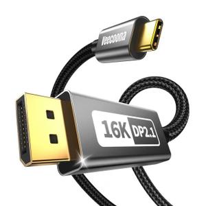 USB-C to DisplayPort 2.1 Cable 10FT | 16K@30Hz 8K@120Hz 4K@240Hz 40Gbps, Thunderbolt 4/3 to DisplayPort 2.1 Cord [Thunderbolt 3/4/5 Compatible] for iPhone 16/15,Galaxy S24,MacBook Pro/Air,iPad,XPS