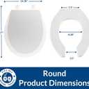 Mayfair 8440EC Open Front Toilet Seat and Lid, Easy Clean Hinges and Durable Wood Seat, Made in USA, Round, White