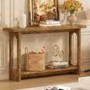 Farmhouse Console Table, 55inch Wood Vintage Console Table Narrow Sofa Tables Hallway Tables for Entryway, Living Room, Foyer (Brown)