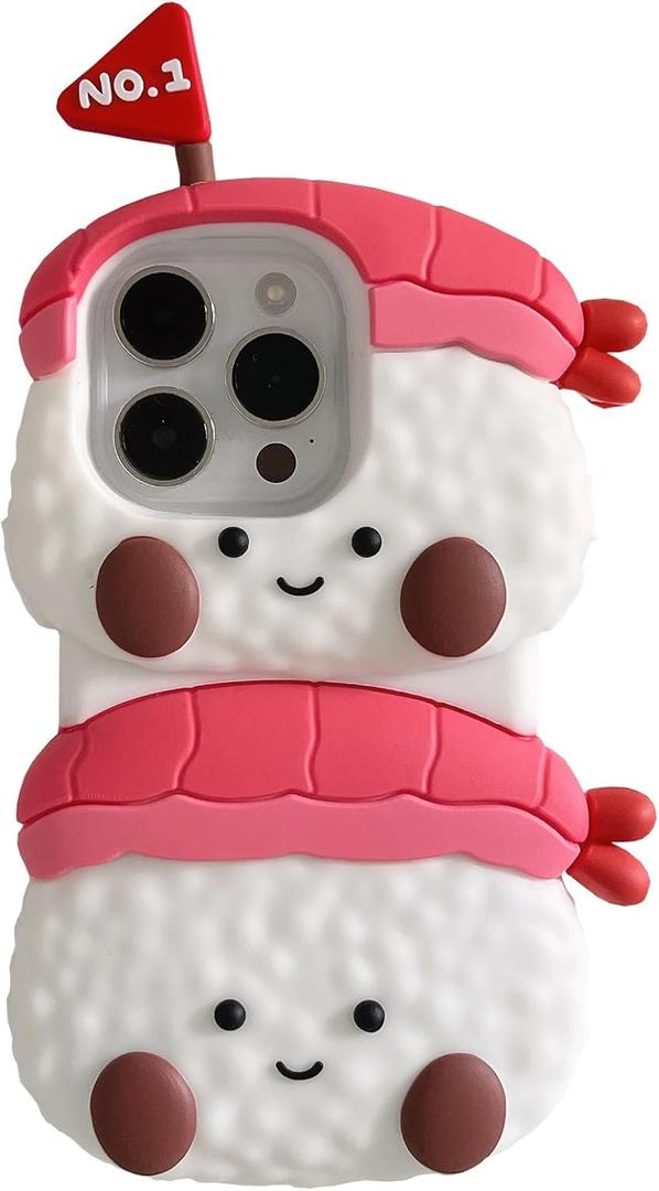 Cute Silicone Case for iPhone 16 Pro 6.3''Cool Fun 3D Cartoon Sushi Kawaii Phone Case Soft Rubber Bumper Funny Cover for iPhone 16 Pro