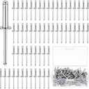 LEIFIDE 100 Pcs 3/16" X 1-1/4" Trifold Rivets Assortment Aluminum Tri Grip Exploding Pop Rivets Bulb Style for Kayak Marine Boat Buildings Containers(Silver)