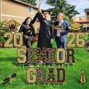 Xuhal 20 Pcs Class of 2026 Graduation Yard Signs 15.7 Inch Large Black and Gold Glitter Senior Grad Lawn Decorations with Stakes Waterproof Outdoor Celebration Decor and Photo Backdrop