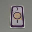 Miracase Glass Series for iPhone 15 Case [Compatible with MagSafe] Full-Body Magnetic Case with Built-in 9H Tempered Glass Anti-Fingerprint Screen Protector + Camera Lens Protector, Purple