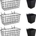 Pegboard Basket Organizers, Peg Board Large Baskets Hooks Bins Cups Tool Organizer 6 Pack Set, Wall Storage Display Hanging Accessories for Craft Office Stadio Shed Garage Organization (Black & Black)