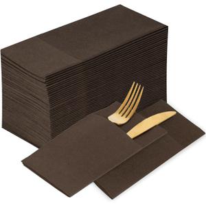 KAMMAK Napkins Disposable Coffee Cloth like Dinner Paper Napkins with Pocket 100 Pack Folded Luncheon Napkins Wedding Reception Bathroom Guest Hand Towel for Party Decoration, Kitchen,16.5 x 16.5 inch