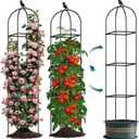 Square Tomato Cages for Garden, 6.2 FT Cucumber Trellis for Flowers, Grape, Pea, Rose, Bean, Rustproof Plastic Coated Metal Plant Support for Potted Plants Indoor Outdoor- 1PC Obelisk Trellis