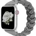 Wearlizer Stretchy Braided Band Compatible with Apple Watch Bands Women 38mm 40mm 41mm 42mm 44mm 45mm 46mm 49mm Slim Elastic Solo Loop Strap Woven for iWatch Series 11 10 9 8 7 6 5 4 3 SE/Ultra 3 2 1 (Grey)