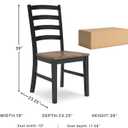 Signature Design by Ashley Wildenauer Dining Chairs Set of 2, Modern Ladderback Dining Chairs with Solid Wood Frame, Two-Tone Finish, Contoured Seat, Black/Brown, 19"w X 23"d X 39"h