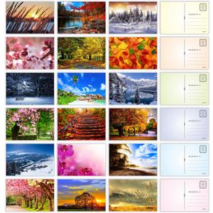 PARTH iMPEX Seasonal Nature Postcards - (Pack of 54) 4"x6" Bulk Variety of Fall Autumn Winter Summer Spring National Parks Theme with Mailing Side - all Occasion Cards
