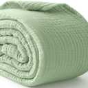 100% Cotton Muslin Blanket King 108" x 90", 6 Layers Breathable and Lightweight Cotton Throw Blanket for Bed, Soft Quilt Bedspread Coverlet, Gauze Blanket for Adults All Season, Sage Green (08 - Sage Green)