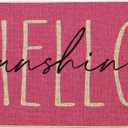 Artoid Mode Pink Hello Sunshine Summer Decorative Doormat, Seasonal Spring Holiday Low-Profile Floor Mat Switch Mat for Indoor Outdoor 17 x 29 Inch