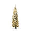 7.5-ft Pre-lit Pencil Silver Artificial Christmas Tree with White LED Lights