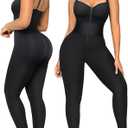 SHAPELLX Jumpsuits for Women Tummy Control One Piece Outfit Yoga Athletic Rompers Sleeveless Bodycon Shapewear (Large, Black)