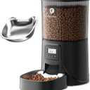 Automatic Cat Feeder: 4L Timed Cats Food Dispenser Programmable 1-6 Meal for Cat and Small Medium Dog- Auto Pet Feeder Easy to Set Up Dual Power Supply with Desiccant Bag| Detachable Washable (Black+Stainless Steel)