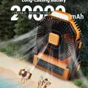 KopBeau Portable Camping Fan with Lights, 20000mAh Rechargeable Battery Operated Fan, Battery Powered Outdoor Beach Tent with 3 Speeds & Hook, Personal USB Table for Camping Accessories Orange, Medium