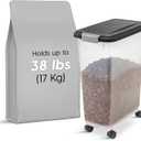 IRIS USA Airtight Dog Food Storage Container, Up to 38 lbs, Attachable Wheels, For Dog Cat Bird and Other Pet Food Storage Bin, Keep Fresh, Translucent Body, Easy Mobility, Black