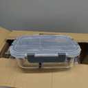 M MCIRCO [5-Pack, 36 oz] Glass Meal Prep Containers 3 Compartment with Lids, Glass Lunch Containers,Food Prep Lunch Box,Bento Box,Microwave, Oven, Freezer, Dishwasher (4.5 Cups) (Gray)