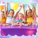 2 x Oudain 3 Pcs Kpop Theme Party Purple & Pink & Silver Iridescent Party Tablecloth 54 x 108 Inch Plastic Rectangle Tablecloth Waterproof Table Cover for Kpop Theme Birthday Decoration