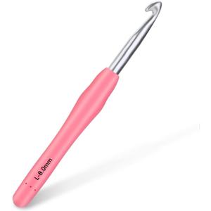 Crochet Hook, 8.0 mm Ergonomic Crochet Hook, Crochet Needles for Arthritic Hands,Knitting Needles with Soft Handle Beginners and Experienced Hobbyists (8.0 mm)