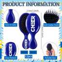 SiliFine 24 Pcs Cheer Hair Brush Detangling Cheer Hair Comb Set Include 12 Mini Brush for Hair 12 Fine Wide Combs Wet Dry for Team Gift Sport Cheerleader Gifts for Women(Blue)