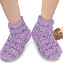 REVIX Microwavable Booties and Hot Feet Warmers for Women & Men, Heated Foot Warmer with Flaxseed Moist Heat Therapy for Cold Feet, Purple, L