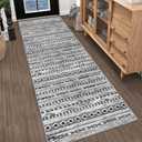 Alfasoft Moroccan Runners for Hallways 3x10, Black and White Boho Kitchen Rugs Washable Runner Rug Non-Slip Vintage Soft Print Distressed Geometric Floor Carpet Runner for Bedroom Laundry Entryway