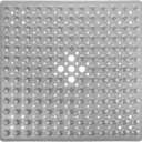 Yimobra Shower Bathtub Mat Non Slip, 21x21 Inch, Soft Square Bath for Tub with Suction Cups and Drain Holes, Stall Floor Mats Bathroom, Machine Washable, Bathroom Accessories, Clear Gray