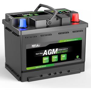 HQST 12V 60Ah AGM Car Battery, Group 47 H5, 680CCA, 100RC, Start-Stop