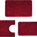 3 Pieces Luxury Bathroom Rug Set with U-Shaped Toilet Rug, Non-Slip Rubber Bottom, Thick Microfiber Fluffy Plush, Water Absorption, Quick Dry, Ultra Soft, Bath Mats for Bathroom, Tub(Dark Red)