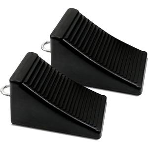 Heavy-Duty Rubber Wheel Chocks with Eyebolt for Cars, RVs, Trucks, Trailers, and Vehicles, 2 Pack Anti-Slip Design Chocks Black Wheel Wedge, (6.5" x 3.75" x 4"), 2 Pcs