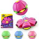 Magic Bouncing Ball 6-Light Dual Form Pop up, Meta Ball Metaball Transforming Design Flying Saucer Bouncy Interactive Bouncing Balls for Parent-Child Interaction Gift Pack - Pink