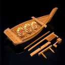 Wooden Sushi Boat Serving Tray, 31.5 inch Sushi Plate for Restaurant Plates Commercial, Extra Large Sushi Tray Serving Boat Plate for Restaurantware or Home