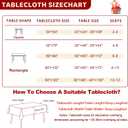 Christmas Tablecloth Rectangle 60x102 Inch, Red Snowman & Pine Tree Table Cloth, Winter Snow Scene Holiday Rectangular Table Cover, Waterproof and Washable Xmas Dining Room Decoration