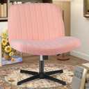 OLIXIS Criss Cross Chairs Legged Armless No Wheels Wide Seat Height Adjustable Swivel Rolling Padded Furry Cute Home Office Desk Seating for Bedroom, Student, Study Room (Teddy Pink)