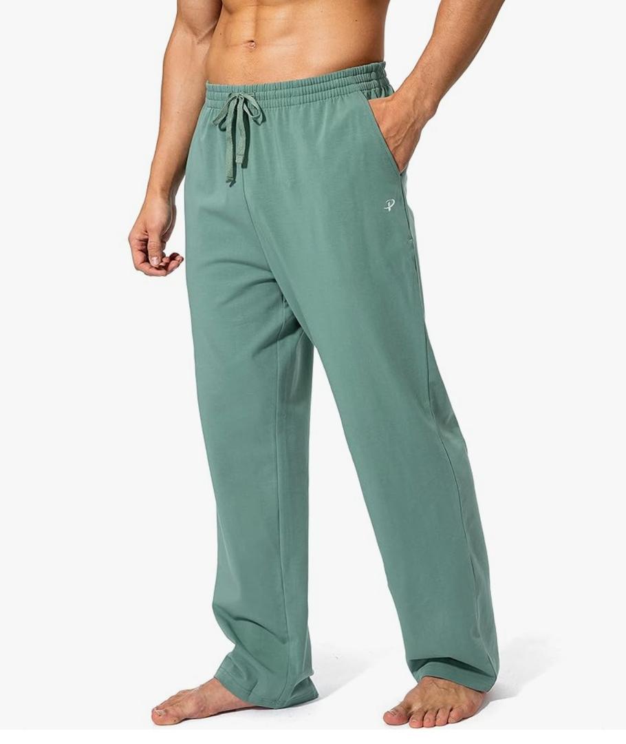 Pudolla Men's Cotton Yoga Sweatpants Athletic Lounge Pants Open Bottom Casual Jersey Pants for Men with Pockets. XL